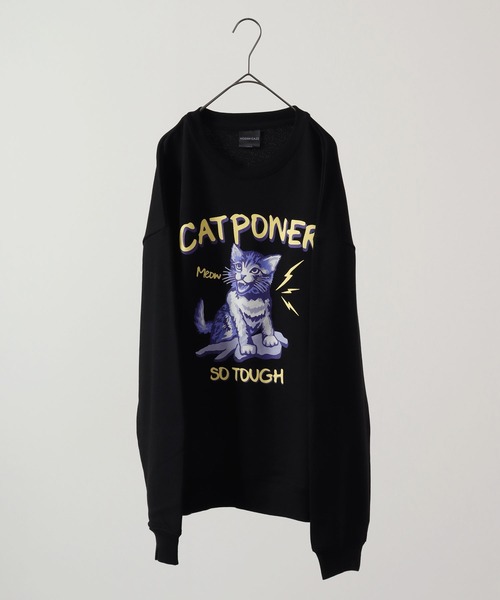 MODISH GAZE(モディシュガゼ)の「MODISH GAZE 裏毛 クルーネック 長袖 スウェット CAT POWER(スウェット・メンズ・ブラック/オフホワイト/ネイビー・M/L)」の10枚目の写真