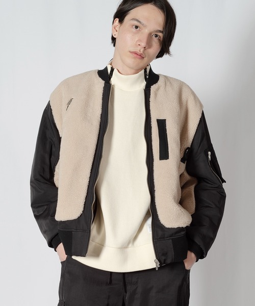 Wizzard(ウィザード)の「Wizzard ウィザード / BOMBER JACKET ボンバージャケット ボアビッグシルエットMA-1 / W23AW-BL020(MA-1・メンズ・グレー系その他/ベージュ×ブラック/ホワイト×グリーン/ブラック×ブラック・1/2/3)」の4枚目の写真