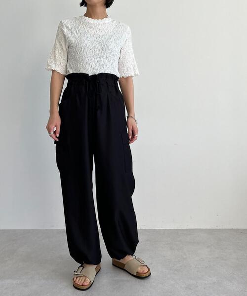 CITEN（シテン）の「＜CITEN＞シュリンク コンパクト Ｔシャツ（Tシャツ/カットソー・レディース・ダークブラウン/ホワイト/ブラック・FREE）」の18枚目の写真