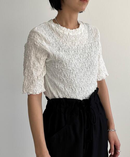 CITEN（シテン）の「＜CITEN＞シュリンク コンパクト Ｔシャツ（Tシャツ/カットソー・レディース・ダークブラウン/ホワイト/ブラック・FREE）」の19枚目の写真