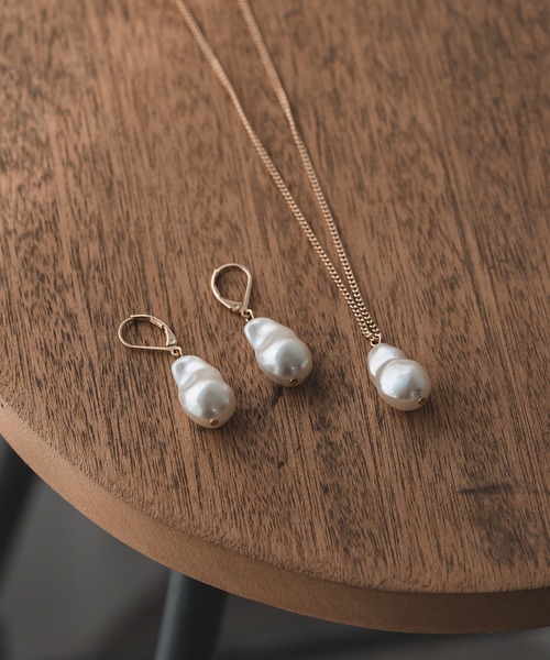 バロックパール ピアス 両耳用 真鍮 大きめ フレンチフック（ピアス