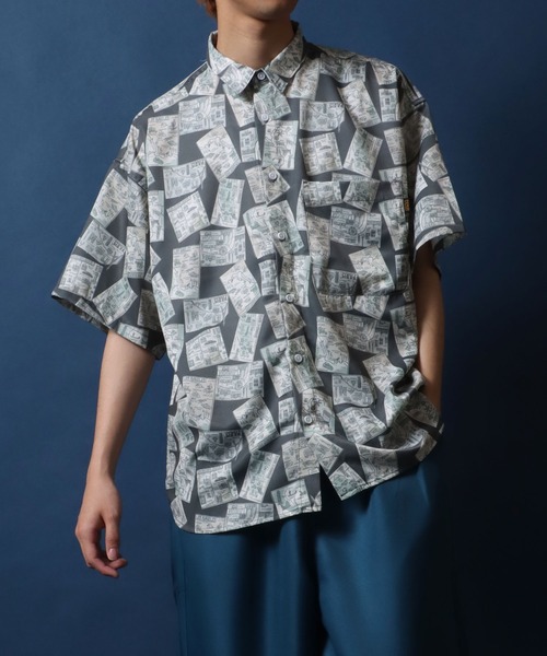 ANPAS（アンパス）の「Total Pattern Print Oversized Shirt/総柄プリント オーバーサイズ  シャツ（シャツ/ブラウス・メンズ・ブラック系その他/グレー系その他/ブルー系その他・L/LL/M）」の21枚目の写真