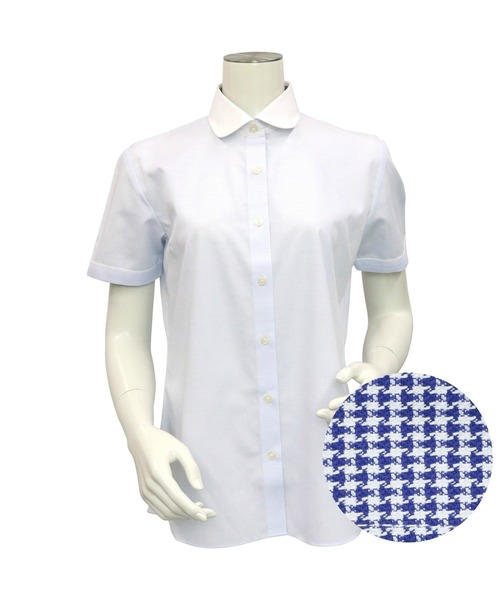 TOKYO SHIRTS（トウキョウシャツ）の「形態安定ノーアイロン ラウンド衿 半袖ビジネスワイシャツ（ビジネスシャツ・レディース・サックスブルー・M/LL/XL/XS/L/S）」の2枚目の写真