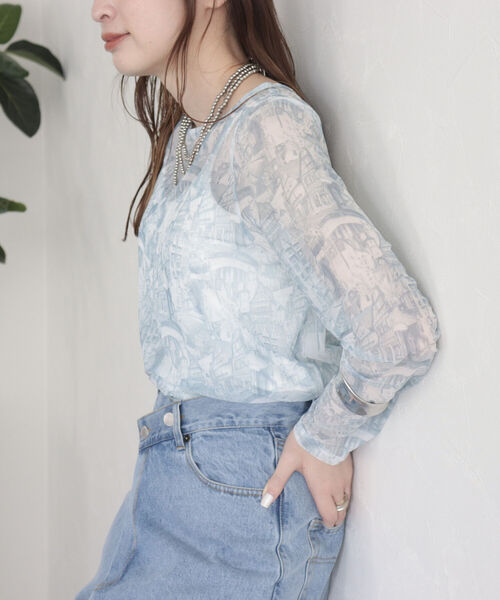 fredy emue（フレディエミュ）の「ランドスケープシアープルオーバー（Tシャツ/カットソー・レディース・グレー系その他/オフホワイト/ブルー系その他・38）」の3枚目の写真