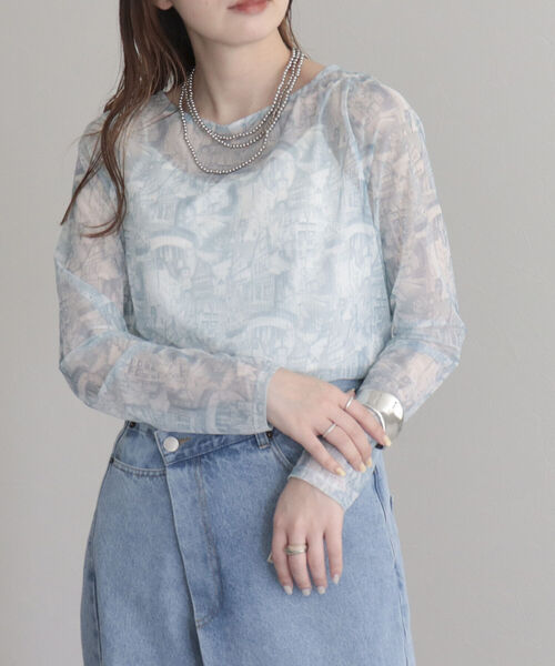 fredy emue（フレディエミュ）の「ランドスケープシアープルオーバー（Tシャツ/カットソー・レディース・グレー系その他/オフホワイト/ブルー系その他・38）」の4枚目の写真