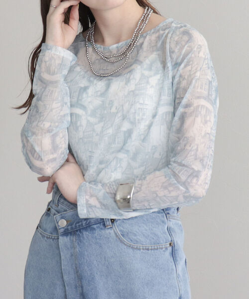 fredy emue（フレディエミュ）の「ランドスケープシアープルオーバー（Tシャツ/カットソー・レディース・グレー系その他/オフホワイト/ブルー系その他・38）」の5枚目の写真