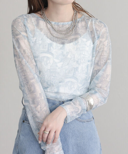 fredy emue（フレディエミュ）の「ランドスケープシアープルオーバー（Tシャツ/カットソー・レディース・グレー系その他/オフホワイト/ブルー系その他・38）」の7枚目の写真
