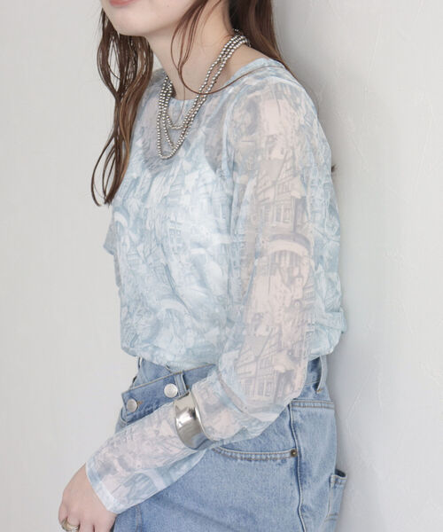 fredy emue（フレディエミュ）の「ランドスケープシアープルオーバー（Tシャツ/カットソー・レディース・グレー系その他/オフホワイト/ブルー系その他・38）」の8枚目の写真