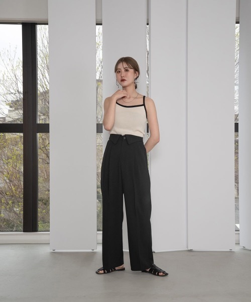 Amiur(エミレ)の「two tone smooth camisole(キャミソール・レディース・アイボリー/ブラック/ストライプ・FREE)」の5枚目の写真