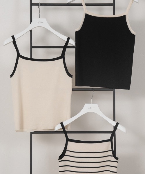 Amiur(エミレ)の「two tone smooth camisole(キャミソール・レディース・アイボリー/ブラック/ストライプ・FREE)」の10枚目の写真