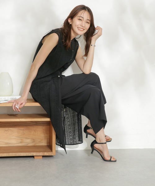 レースロングジレ×サロペットセット ナノユニーバース S 美品 レース ロングジレ × サロペット セット