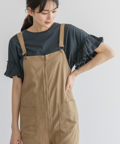 AMERICAN HOLIC(アメリカンホリック)の「リネンブレンドサロペット(ワンピース・レディース・ブラック/キャメル・L/M)」の17枚目の写真