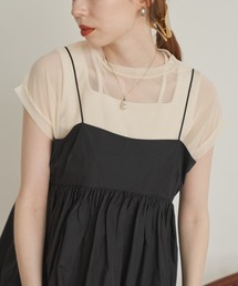 チュールフレンチスリーブトップス