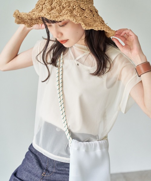 hinari（ヒナリ）の「チュールフレンチスリーブトップス（その他