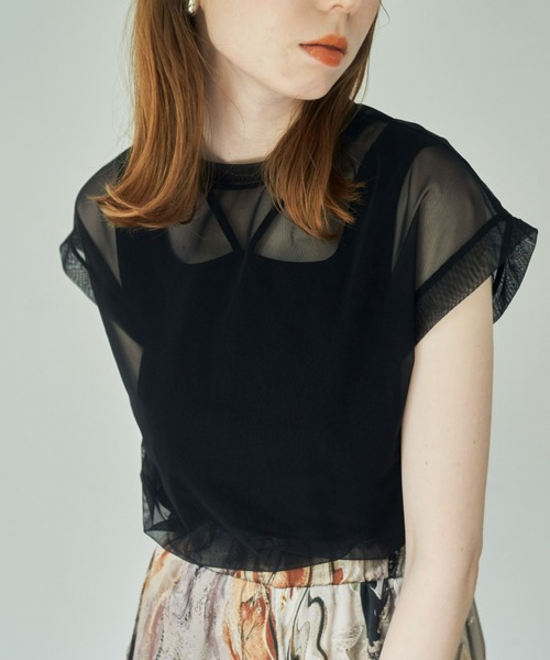 hinari(ヒナリ)の「チュールフレンチスリーブトップス(その他トップス・レディース・アイボリー/ブラック/ミント・FREE)」の10枚目の写真