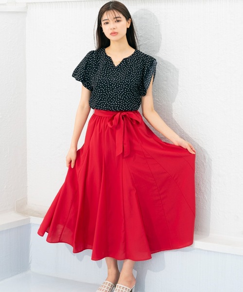 MISCH MASCH(ミッシュマッシュ)の「■2023春夏新作■スパンブロードマチフレアスカート/MM327201(スカート・レディース・レッド/ベージュ/ブルー/ブラック・M)」の16枚目の写真