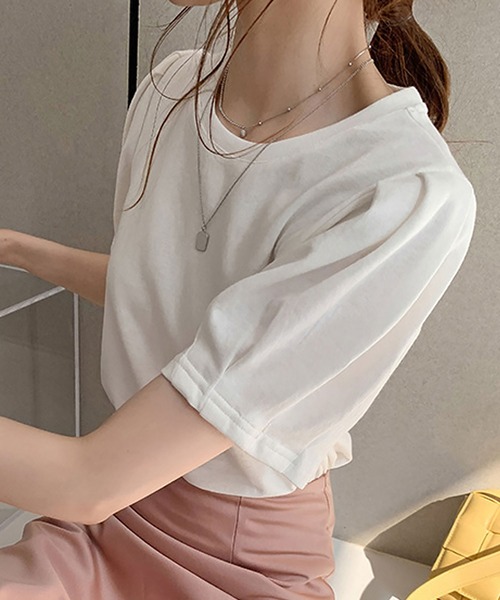 NinaetLina(ニナエリナ)の「半袖Tシャツ(Tシャツ/カットソー・レディース・イエロー/オレンジ/ブラック/ホワイト・FREE)」の2枚目の写真