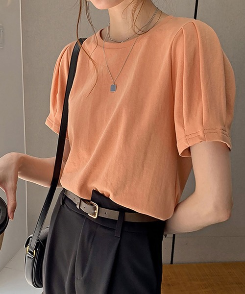 NinaetLina(ニナエリナ)の「半袖Tシャツ(Tシャツ/カットソー・レディース・イエロー/オレンジ/ブラック/ホワイト・FREE)」の1枚目の写真
