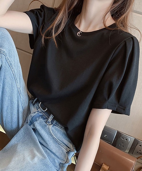 NinaetLina(ニナエリナ)の「半袖Tシャツ(Tシャツ/カットソー・レディース・イエロー/オレンジ/ブラック/ホワイト・FREE)」の3枚目の写真