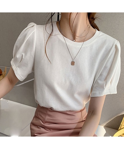 NinaetLina(ニナエリナ)の「半袖Tシャツ(Tシャツ/カットソー・レディース・イエロー/オレンジ/ブラック/ホワイト・FREE)」の5枚目の写真