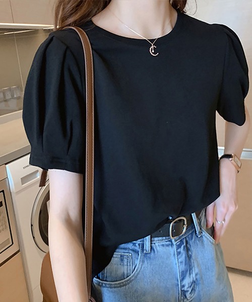 NinaetLina(ニナエリナ)の「半袖Tシャツ(Tシャツ/カットソー・レディース・イエロー/オレンジ/ブラック/ホワイト・FREE)」の6枚目の写真