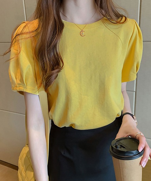 NinaetLina(ニナエリナ)の「半袖Tシャツ(Tシャツ/カットソー・レディース・イエロー/オレンジ/ブラック/ホワイト・FREE)」の7枚目の写真