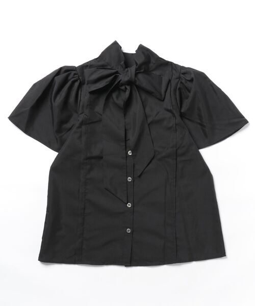 STYLEBLOCK(スタイルブロック)の「ブロードフレアスリーブボウタイブラウス(シャツ/ブラウス・レディース・ホワイト/ブラック/グレー・M)」の4枚目の写真