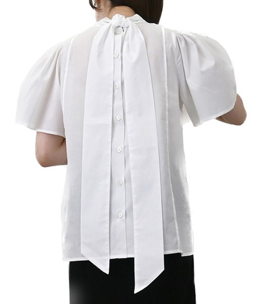 STYLEBLOCK(スタイルブロック)の「ブロードフレアスリーブボウタイブラウス(シャツ/ブラウス・レディース・ホワイト/ブラック/グレー・M)」の6枚目の写真