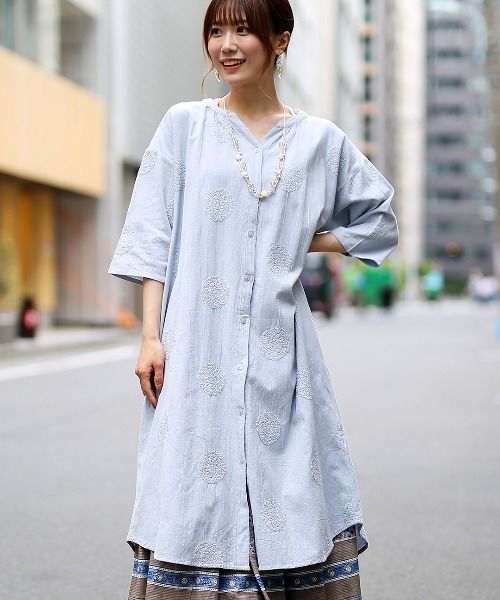 TMC 【PORINA】ワンピース プラム PORINA ドット刺繍プラムワンピース【WEB限定】（シャツ