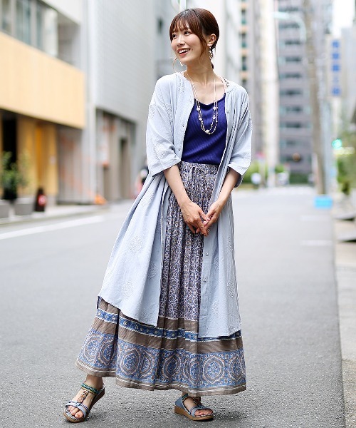 チチカカ(チチカカ)の「PORINA ドット刺繍プラムワンピース【WEB限定】(シャツワンピース・レディース・チャコールグレー/ナチュラル/ライトブルー/オリーブ・FREE)」の14枚目の写真