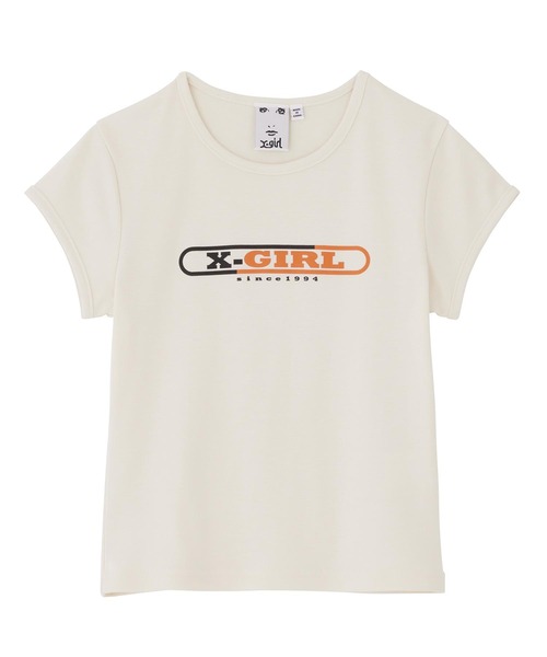 X-girl（エックスガール）の「OBLONG OVAL LOGO BABY TEE（Tシャツ/カットソー・レディース・バーガンディー/ホワイト/チャコール・M/S）」の2枚目の写真