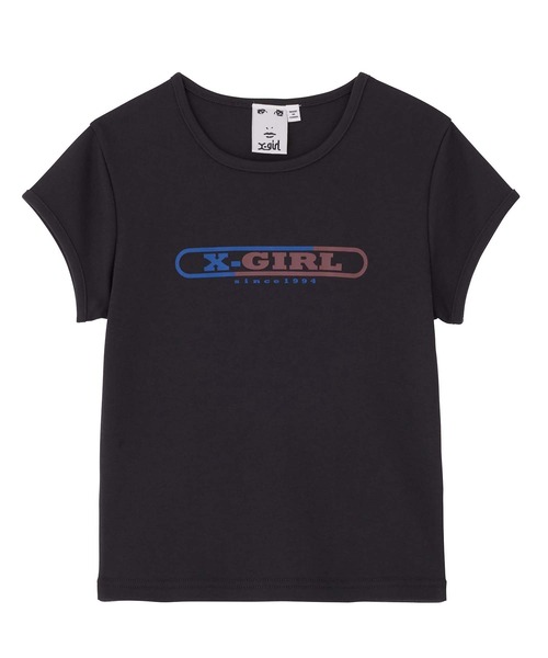 X-girl（エックスガール）の「OBLONG OVAL LOGO BABY TEE（Tシャツ/カットソー・レディース・バーガンディー/ホワイト/チャコール・M/S）」の3枚目の写真