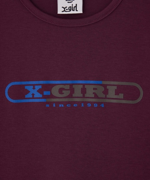 X-girl（エックスガール）の「OBLONG OVAL LOGO BABY TEE（Tシャツ/カットソー・レディース・バーガンディー/ホワイト/チャコール・M/S）」の8枚目の写真