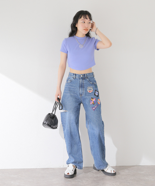 【ANNA SUI NYC】アナスイエヌワイシー　ワッペンデニムパンツ M セール】【ANNA SUI NYC/ アナスイエヌワイシー】ワッペンデニム