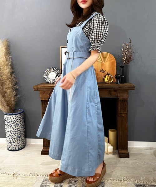 MillionCaratsシフォンデニム切り替えワンピ  新品 SHIPS ワンピース 【WEB限定】〈手洗い可能〉デニム切り替え
