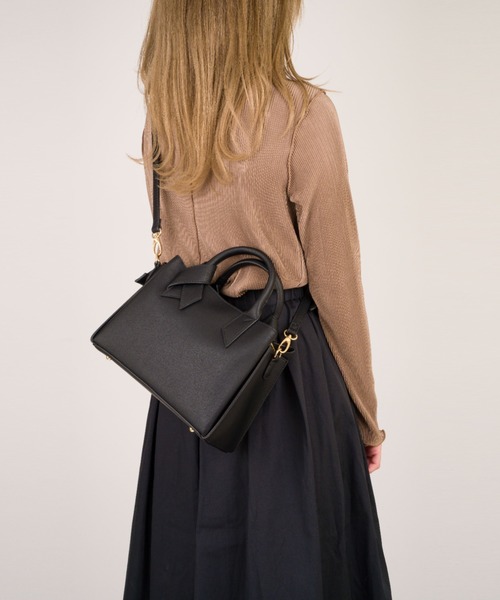 maison vert（メゾンヴェール）の「【maison vert/メゾンヴェール】フェイクレザー 結びハンドバッグ　2WAY（ハンドバッグ・レディース・ベージュ/ブラック・FREE）」の22枚目の写真