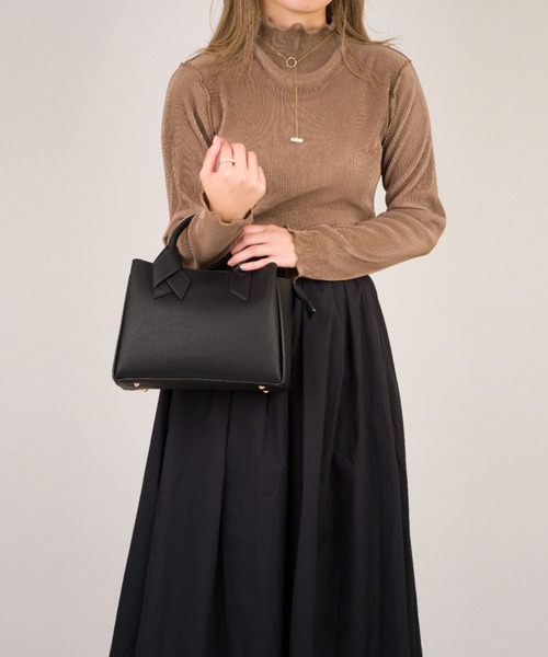 maison vert（メゾンヴェール）の「【maison vert/メゾンヴェール】フェイクレザー 結びハンドバッグ　2WAY（ハンドバッグ・レディース・ベージュ/ブラック・FREE）」の21枚目の写真