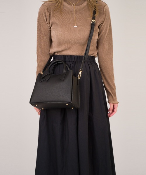 maison vert（メゾンヴェール）の「【maison vert/メゾンヴェール】フェイクレザー 結びハンドバッグ　2WAY（ハンドバッグ・レディース・ベージュ/ブラック・FREE）」の9枚目の写真