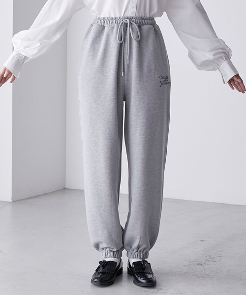 BONLECILL（ボンルシール）の「ロゴ刺繍 裏毛ジョガースウェットパンツ（スウェットパンツ・レディース・グレー/ブラック/アイボリー/カーキ・FREE）」の8枚目の写真