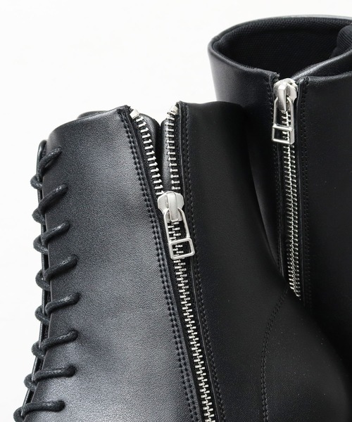 glabella（グラベラ）の「ハイヒール スクエアトゥ センターシーム レースアップブーツ / ヒールブーツ（ブーツ・メンズ・ブラック・S/M/L）」の9枚目の写真