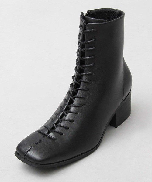 glabella（グラベラ）の「ハイヒール スクエアトゥ センターシーム レースアップブーツ / ヒールブーツ（ブーツ・メンズ・ブラック・S/M/L）」の13枚目の写真