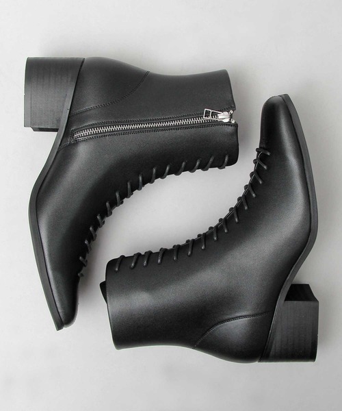 glabella（グラベラ）の「ハイヒール スクエアトゥ センターシーム レースアップブーツ / ヒールブーツ（ブーツ・メンズ・ブラック・S/M/L）」の14枚目の写真