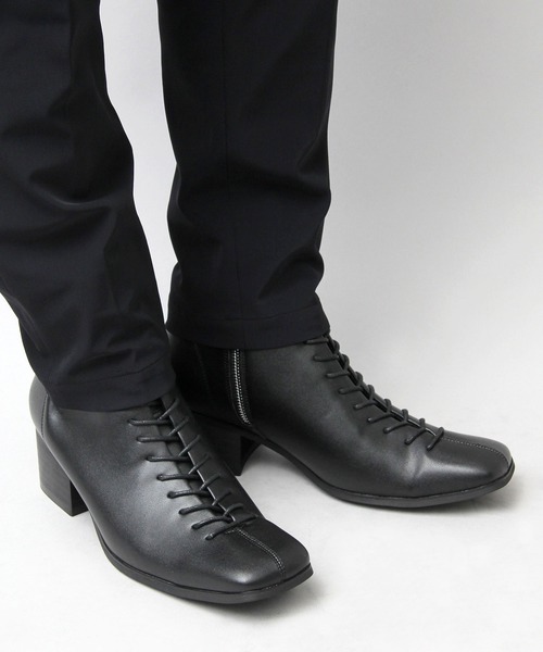 glabella（グラベラ）の「ハイヒール スクエアトゥ センターシーム レースアップブーツ / ヒールブーツ（ブーツ・メンズ・ブラック・S/M/L）」の18枚目の写真