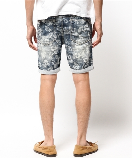 VENCEEXCHANGE（ヴァンスエクスチェンジ）の「ドビーデニムリゾート柄ショートパンツ  （デニムパンツ・メンズ・ネイビー/ブルー・SMALL/LARGE/MEDIUM）」の4枚目の写真