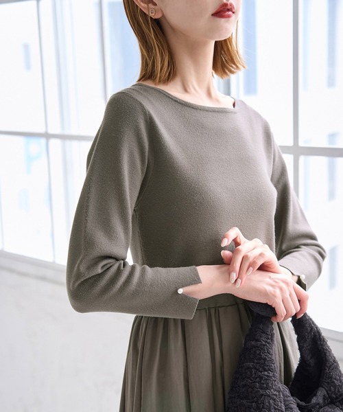 ROPE' PICNIC（ロペピクニック）の「RENU/ニットドッキングワンピース（ワンピース・レディース・ネイビー/グレー/キナリ・38/40）」の2枚目の写真