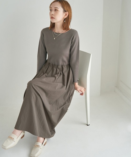 ROPE' PICNIC（ロペピクニック）の「RENU/ニットドッキングワンピース（ワンピース・レディース・ネイビー/グレー/キナリ・38/40）」の18枚目の写真