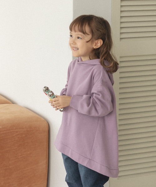 pairmanon（ペアマノン）の「【ママとおそろい】フード付き Aライン パーカー（パーカー・キッズ・ミント/パープル/ブラック/ブラウン・130/90/120/140/100/110/150）」の2枚目の写真