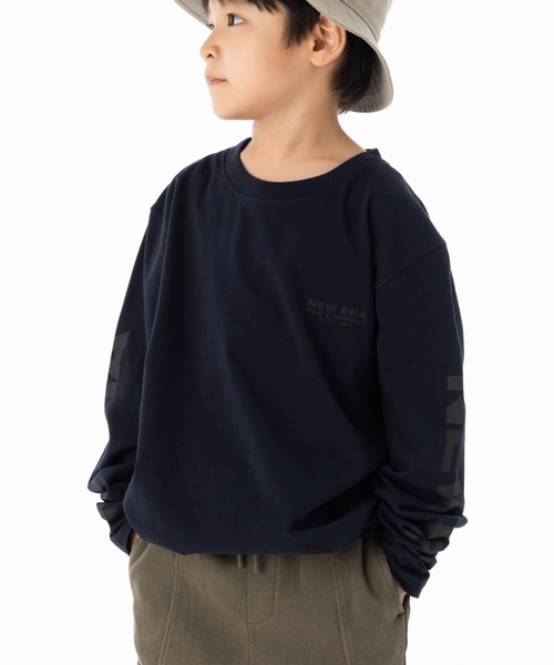 NEW ERA(ニューエラ)の「ニューエラキッズ 長袖Tシャツ 袖ロゴ ONSPOTZ別注(Tシャツ/カットソー・キッズ・ブラック/ホワイト/ネイビー/ダークグリーン・140/160/130/150)」の1枚目の写真