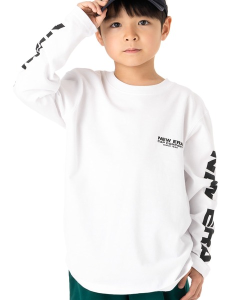 NEW ERA(ニューエラ)の「ニューエラキッズ 長袖Tシャツ 袖ロゴ ONSPOTZ別注(Tシャツ/カットソー・キッズ・ブラック/ホワイト/ネイビー/ダークグリーン・140/160/130/150)」の2枚目の写真