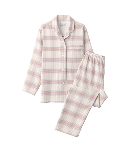 無印良品／XL／脇に縫い目のない／ピンクチェックとブルー2点フランネルパジャマ 無印良品 脇に縫い目のないフランネルパジャマ婦人 ライトブルー
